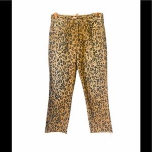 AMO High Rise Leopard Print Jeans - Tan and Black